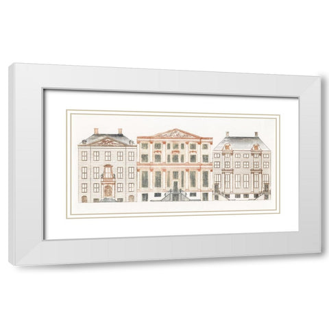 Amsterdam Canal Houses VI White Modern Wood Framed Art Print with Double Matting by Teyler, Johan