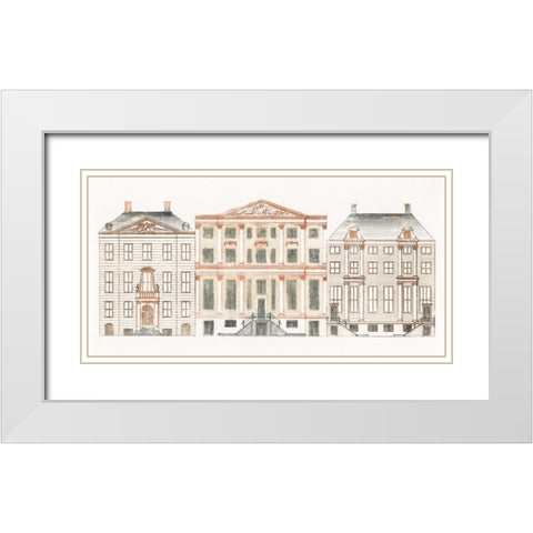 Amsterdam Canal Houses VI White Modern Wood Framed Art Print with Double Matting by Teyler, Johan