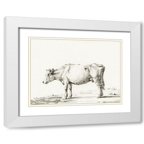 Bernard Cow Sketch II White Modern Wood Framed Art Print with Double Matting by Bernard, Jean