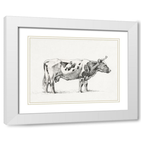 Bernard Cow Sketch III White Modern Wood Framed Art Print with Double Matting by Bernard, Jean