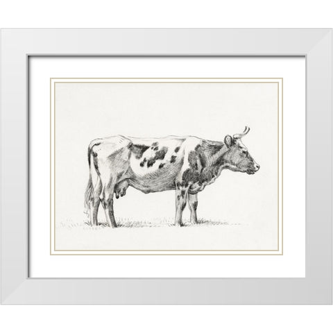 Bernard Cow Sketch III White Modern Wood Framed Art Print with Double Matting by Bernard, Jean