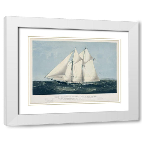 Antique Yachts II White Modern Wood Framed Art Print with Double Matting by Vision Studio