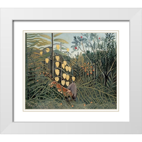 Rousseaus Jungle II White Modern Wood Framed Art Print with Double Matting by Rousseau, Henri