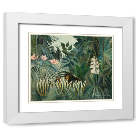 Rousseaus Jungle III White Modern Wood Framed Art Print with Double Matting by Rousseau, Henri