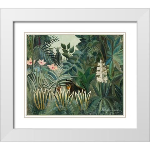Rousseaus Jungle III White Modern Wood Framed Art Print with Double Matting by Rousseau, Henri