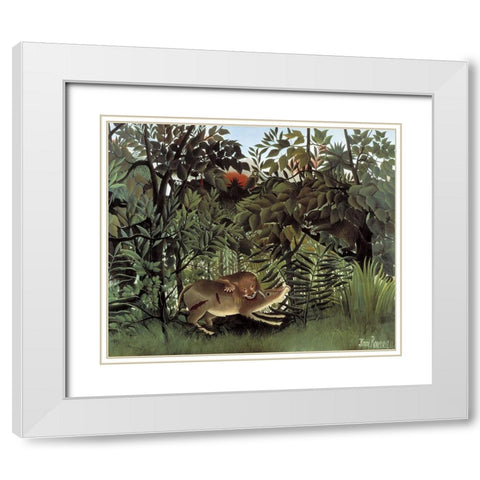 Rousseaus Jungle IV White Modern Wood Framed Art Print with Double Matting by Rousseau, Henri