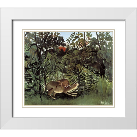Rousseaus Jungle IV White Modern Wood Framed Art Print with Double Matting by Rousseau, Henri