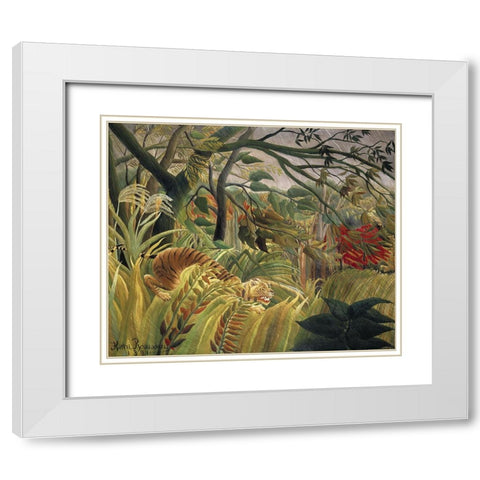 Rousseaus Jungle V White Modern Wood Framed Art Print with Double Matting by Rousseau, Henri