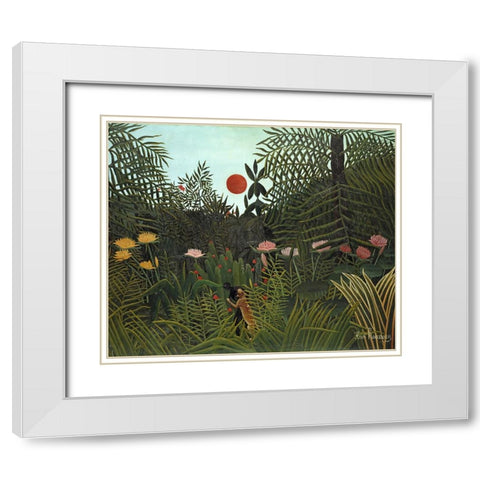 Rousseaus Jungle VI White Modern Wood Framed Art Print with Double Matting by Rousseau, Henri