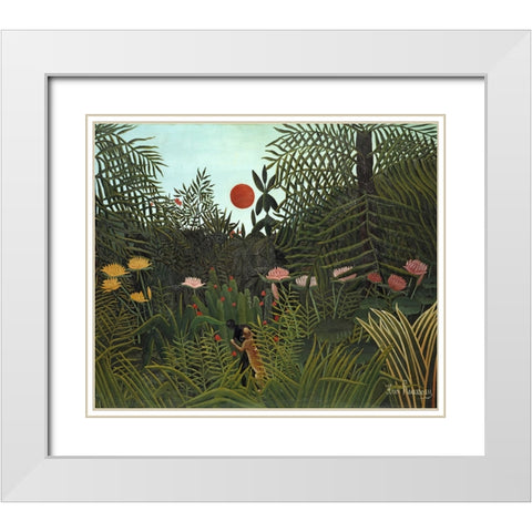 Rousseaus Jungle VI White Modern Wood Framed Art Print with Double Matting by Rousseau, Henri
