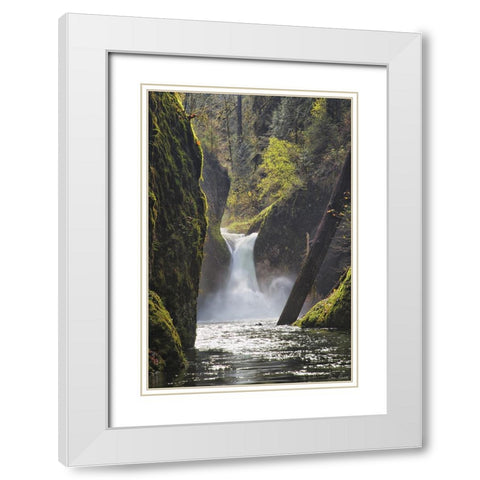 Rapid Waterfall II White Modern Wood Framed Art Print with Double Matting by Drost, David