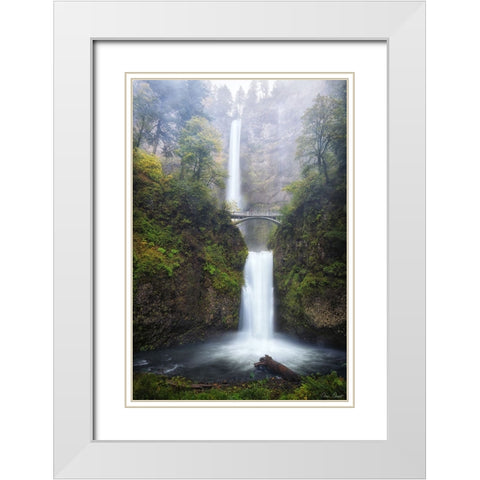 Rapid Waterfall III White Modern Wood Framed Art Print with Double Matting by Drost, David
