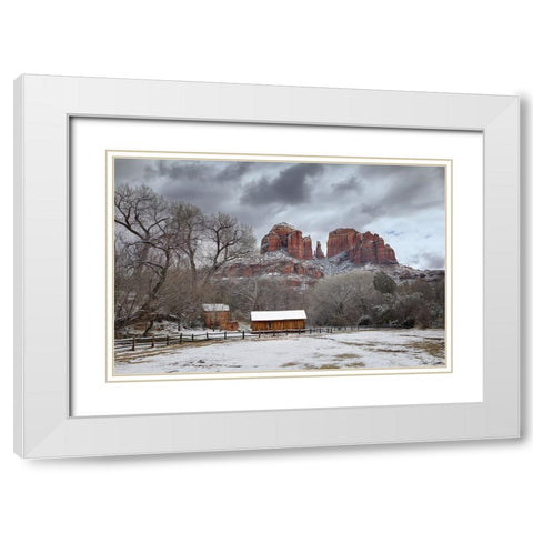 Cathedral Rock Arizona White Modern Wood Framed Art Print with Double Matting by Drost, David