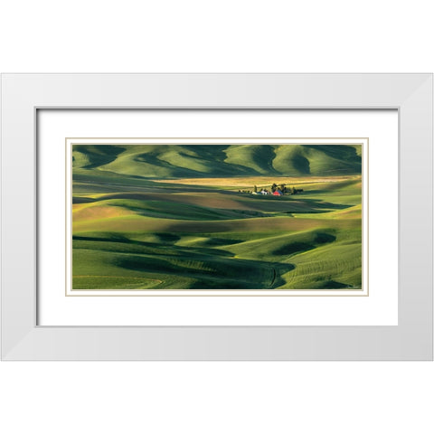 The Palouse Countryside  II White Modern Wood Framed Art Print with Double Matting by Drost, David