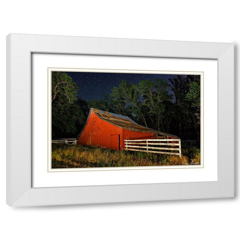 Red Burn at Night White Modern Wood Framed Art Print with Double Matting by Drost, David