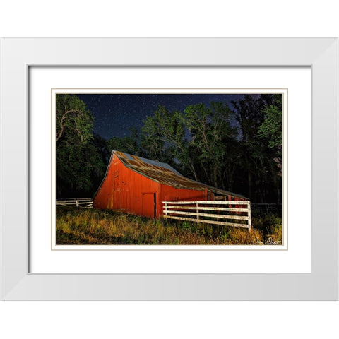 Red Burn at Night White Modern Wood Framed Art Print with Double Matting by Drost, David