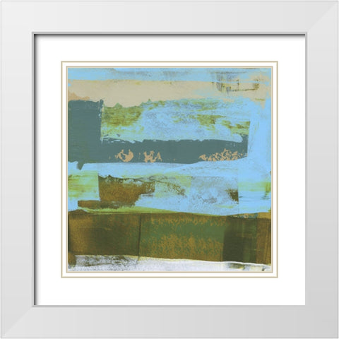 Green Abstract Fields I White Modern Wood Framed Art Print with Double Matting by Gordon, Sharon