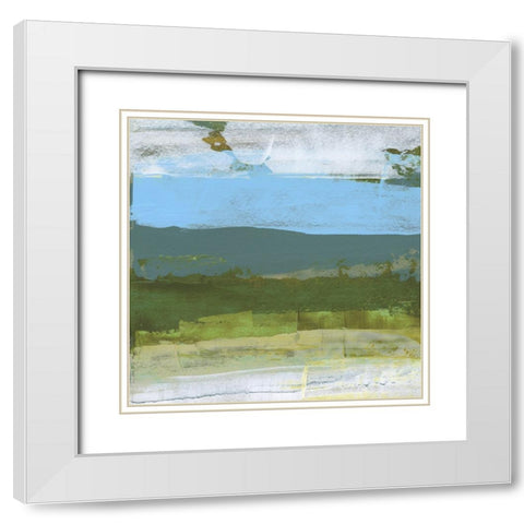 Green Abstract Fields II White Modern Wood Framed Art Print with Double Matting by Gordon, Sharon