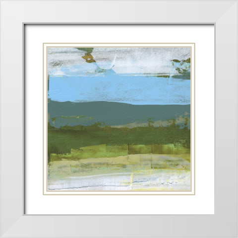Green Abstract Fields II White Modern Wood Framed Art Print with Double Matting by Gordon, Sharon