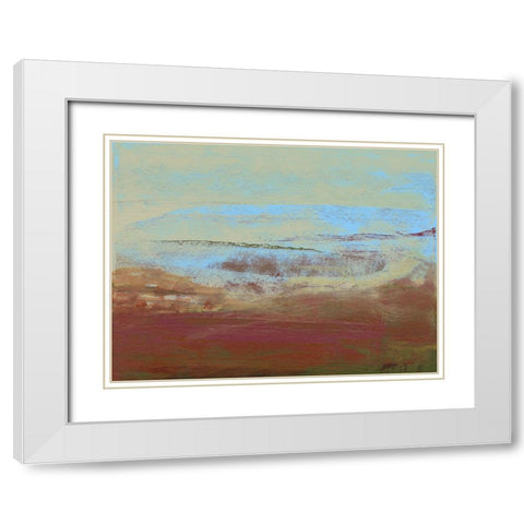 Abstract Magenta Horizon I White Modern Wood Framed Art Print with Double Matting by Gordon, Sharon