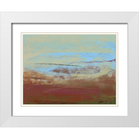 Abstract Magenta Horizon I White Modern Wood Framed Art Print with Double Matting by Gordon, Sharon