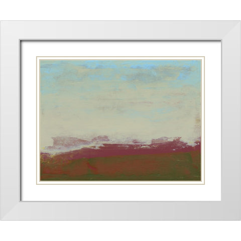 Abstract Magenta Horizon II White Modern Wood Framed Art Print with Double Matting by Gordon, Sharon