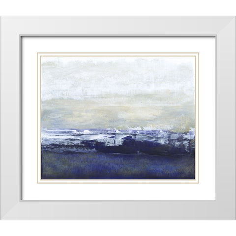 Blue Glimpse White Modern Wood Framed Art Print with Double Matting by Gordon, Sharon