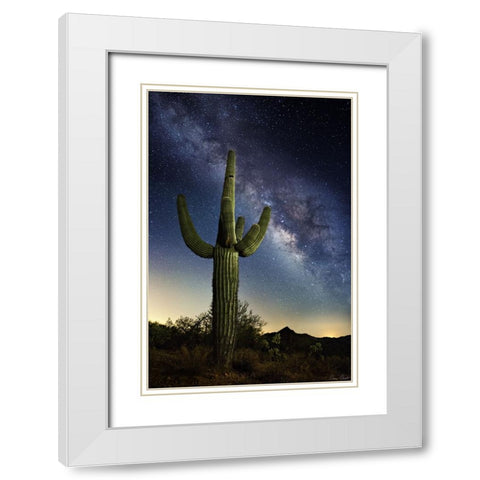 Desert Lights I White Modern Wood Framed Art Print with Double Matting by Drost, David