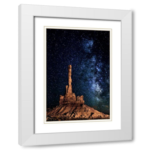 A Totem Pole Night Sky White Modern Wood Framed Art Print with Double Matting by Drost, David