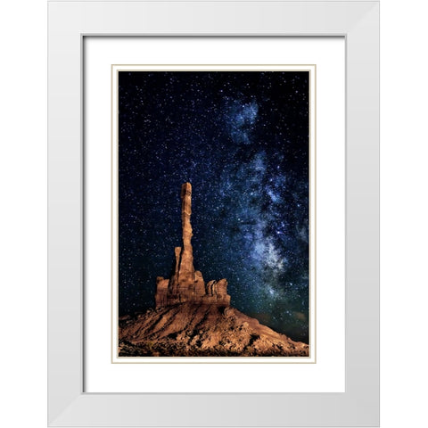 A Totem Pole Night Sky White Modern Wood Framed Art Print with Double Matting by Drost, David