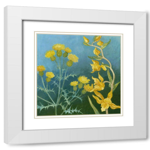 Azure Blooms II White Modern Wood Framed Art Print with Double Matting by Meagher, Megan