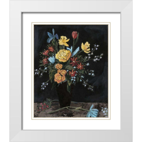 Noir Floral I White Modern Wood Framed Art Print with Double Matting by Meagher, Megan