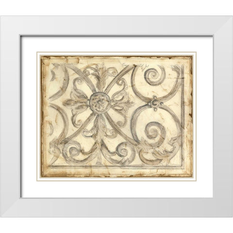 Decorative Iron Sketch IV White Modern Wood Framed Art Print with Double Matting by Meagher, Megan