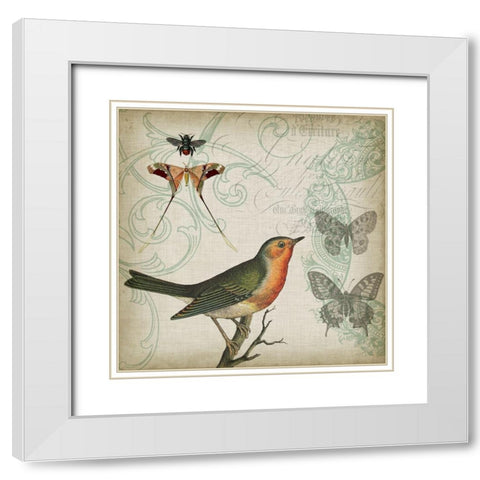 Cartouche and Wings I White Modern Wood Framed Art Print with Double Matting by Goldberger, Jennifer