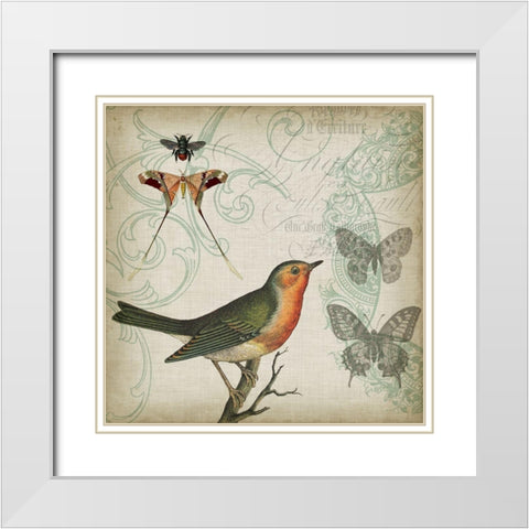 Cartouche and Wings I White Modern Wood Framed Art Print with Double Matting by Goldberger, Jennifer