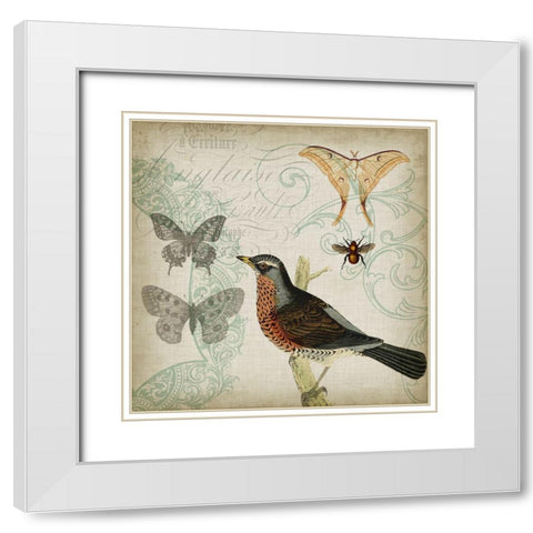 Cartouche and Wings II White Modern Wood Framed Art Print with Double Matting by Goldberger, Jennifer