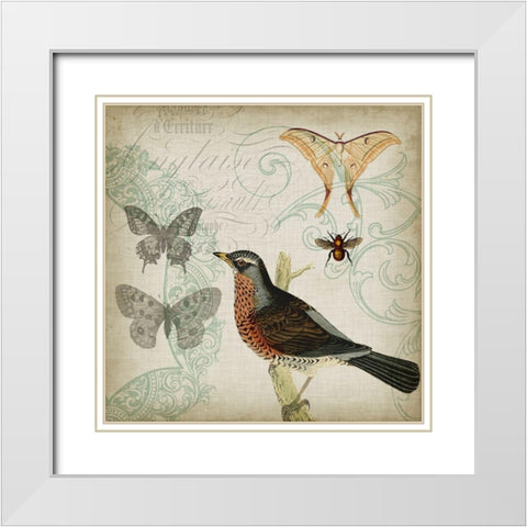 Cartouche and Wings II White Modern Wood Framed Art Print with Double Matting by Goldberger, Jennifer