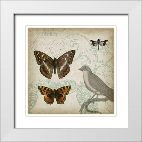 Cartouche and Wings III White Modern Wood Framed Art Print with Double Matting by Goldberger, Jennifer