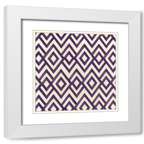 Retro Blockprint IV White Modern Wood Framed Art Print with Double Matting by Vess, June Erica