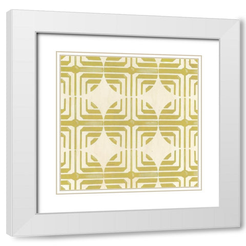 Retro Blockprint IX White Modern Wood Framed Art Print with Double Matting by Vess, June Erica