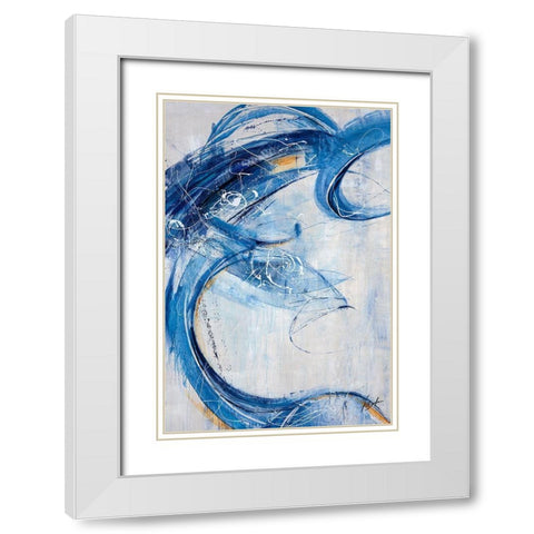 Blue Sweep White Modern Wood Framed Art Print with Double Matting by Douglass, Farrell