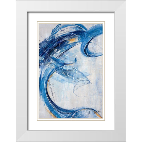Blue Sweep White Modern Wood Framed Art Print with Double Matting by Douglass, Farrell