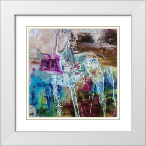 Pony in Teal White Modern Wood Framed Art Print with Double Matting by Maas, Jodi