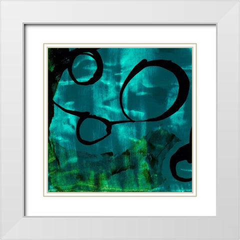 Turquoise Element II White Modern Wood Framed Art Print with Double Matting by Jasper, Sisa