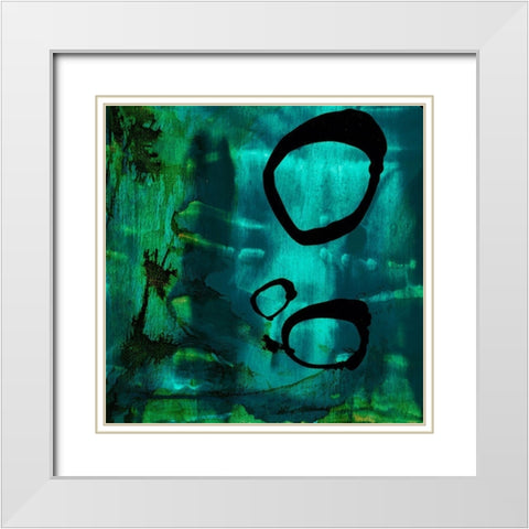 Turquoise Element IV White Modern Wood Framed Art Print with Double Matting by Jasper, Sisa