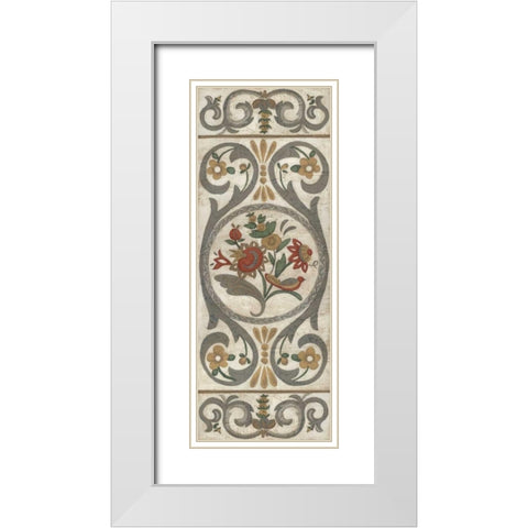 Tudor Rose Panel I White Modern Wood Framed Art Print with Double Matting by Zarris, Chariklia