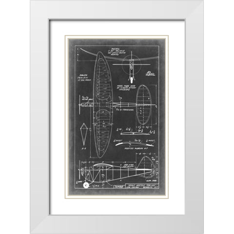 Aeronautic Blueprint I White Modern Wood Framed Art Print with Double Matting by Vision Studio