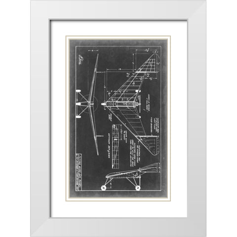 Aeronautic Blueprint V White Modern Wood Framed Art Print with Double Matting by Vision Studio