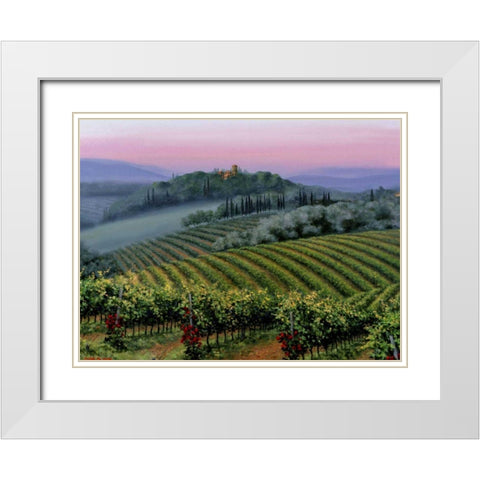 Chianti Dusk White Modern Wood Framed Art Print with Double Matting by Swanson, Michael