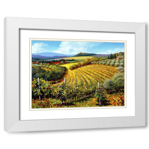 Chianti Vineyards White Modern Wood Framed Art Print with Double Matting by Swanson, Michael